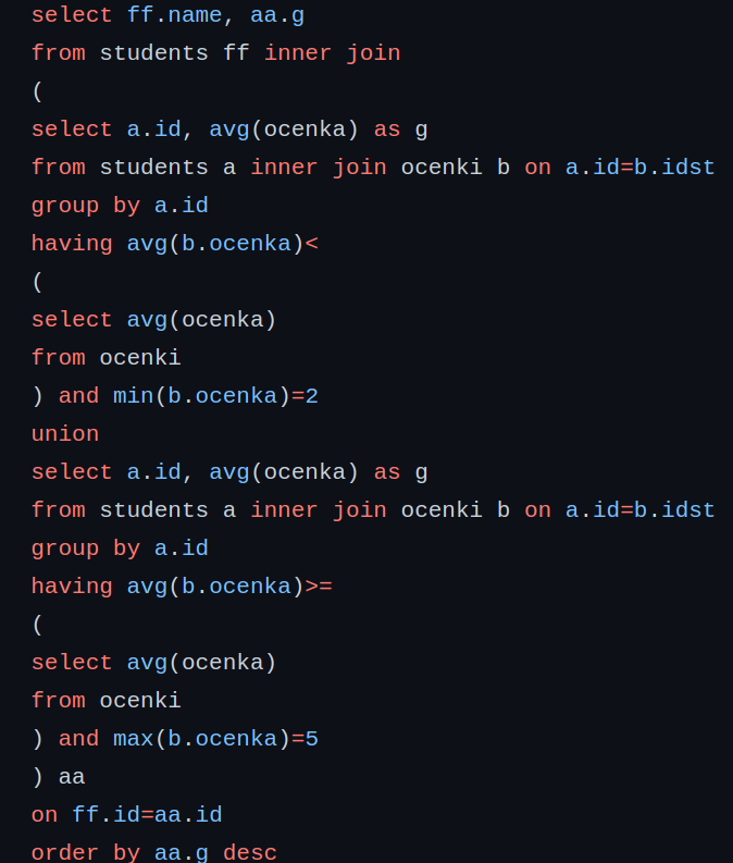 Запрос (5.sql), решающий поставленную в статье задачу