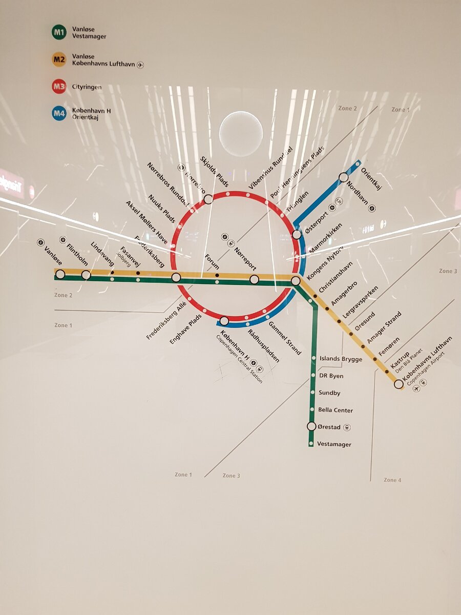 Схема копенгагенского метрополитена 