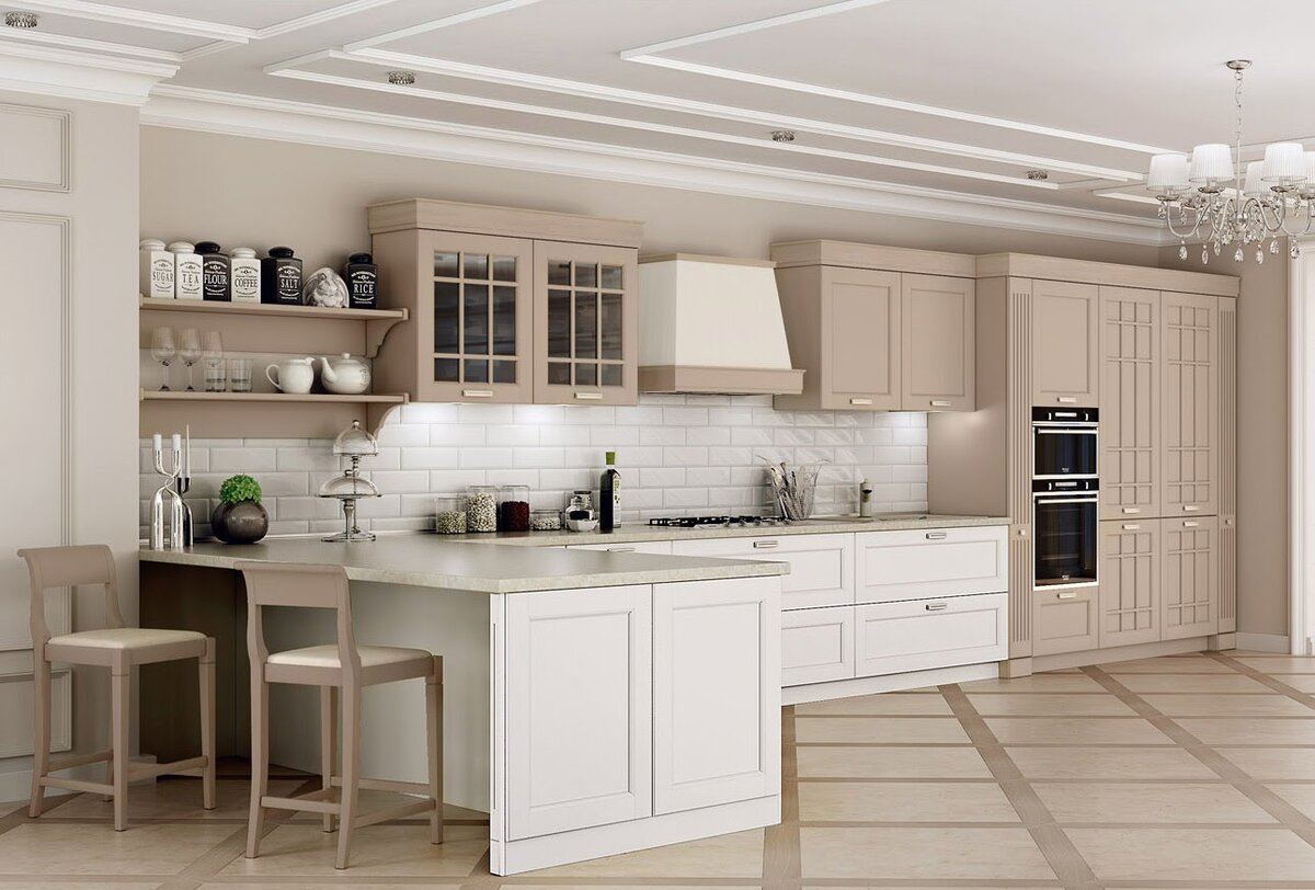 Классическая кухня “ВЕРОНА” из массива дуба в просторном интерьере