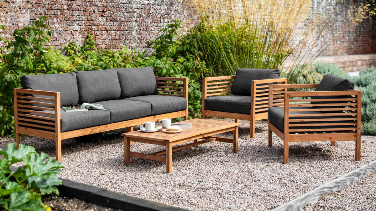 Outdoor Wood Corner Sofa Set