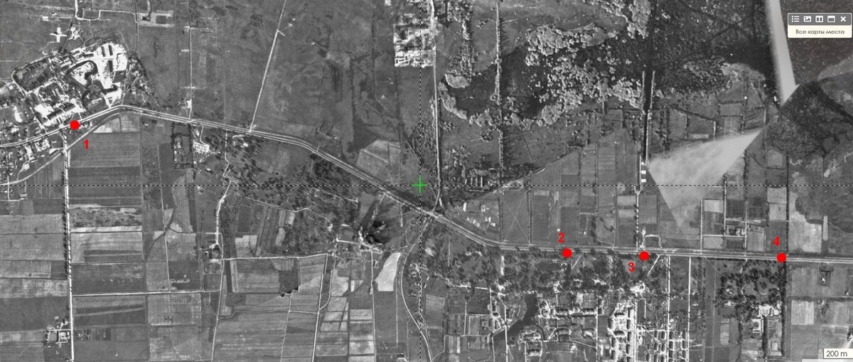 Немецкая аэрофотосъемка Петергофского шоссе (Retromap).