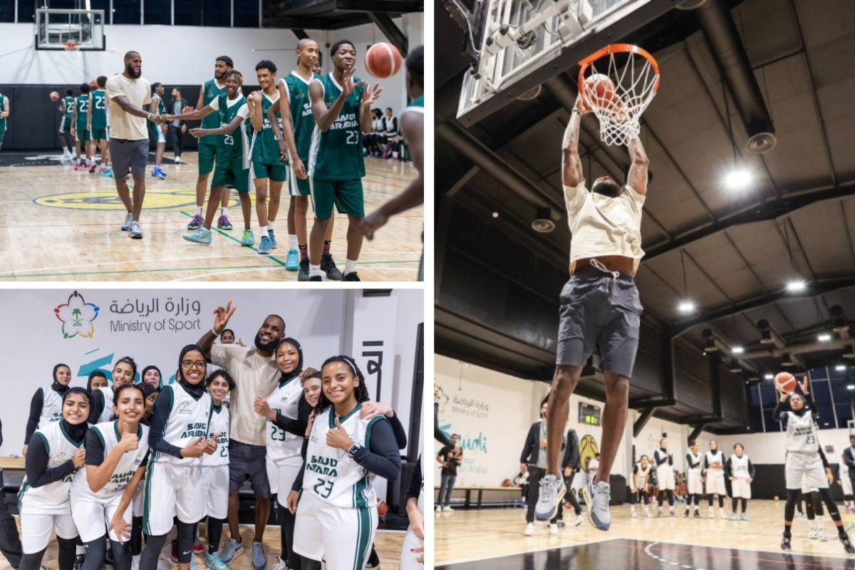 Легенда баскетбола и звезда НБА Леброн Джеймс тренируется с баскетболистами в Саудовской Аравии 