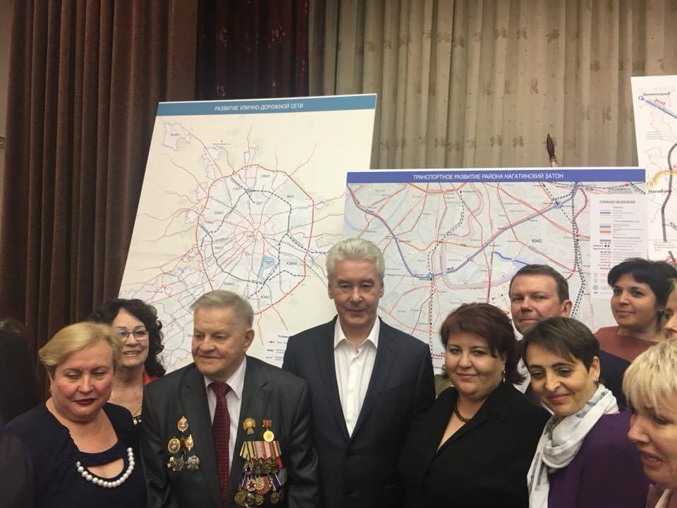 Собянин в Нагатинском затоне перед выборами 2018 года