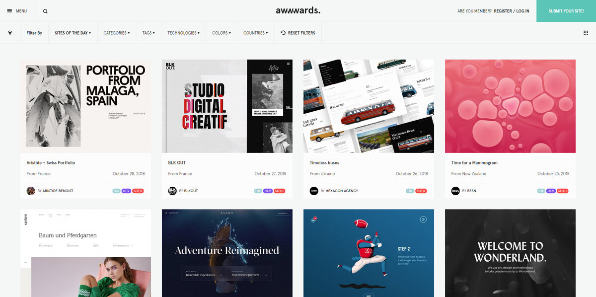 Крутые сайты на AWWWARDS