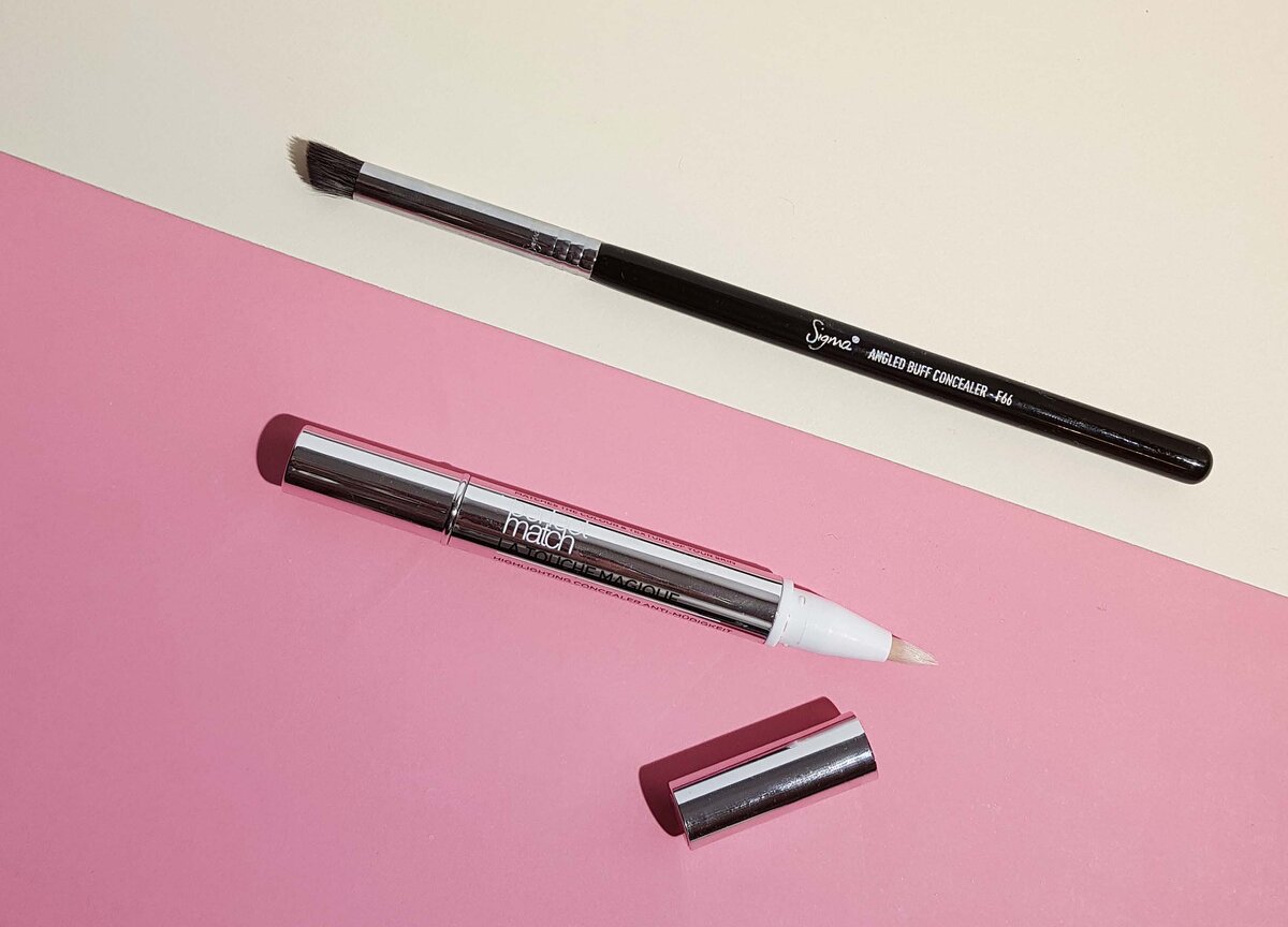 Консилер L'Oreal Perfect Match, кисть для консилера Sigma Angled concealer brush F66