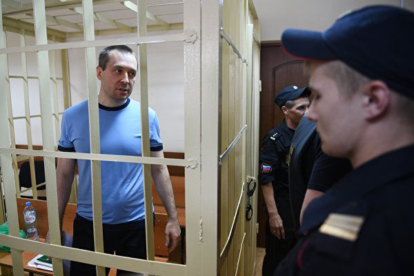 Бывший заместитель начальника управления "Т" МВД России Дмитрий Захарченко в Пресненском суде Москвы. 14 августа 2018