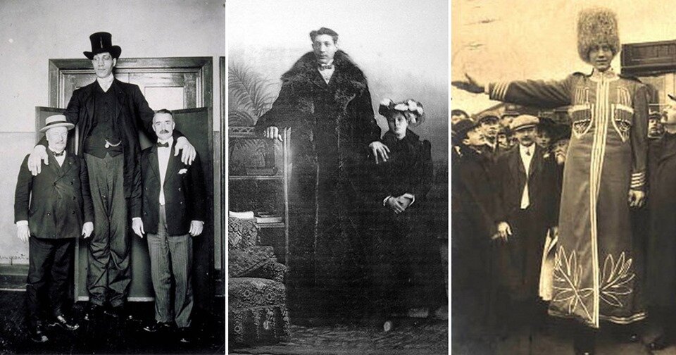 картинка-коллаж, фото из сети, из открытых источников с Махновым, женой и другими современниками великана 