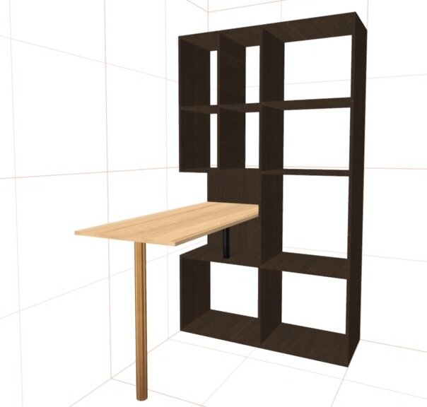 Проект угловой рабочей зоны: стеллаж со столом. Мастерская Xev