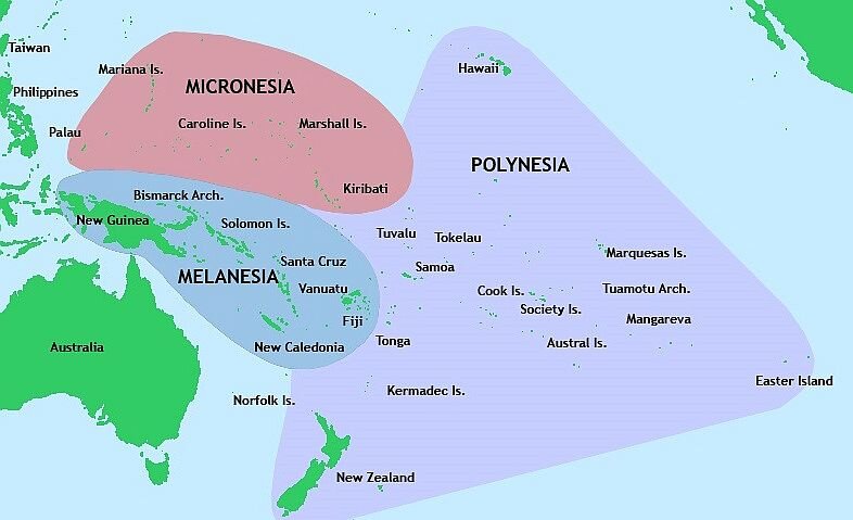 Карта Океании. Изображение из свободных источников