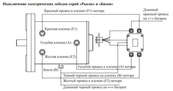 Схема подключения лебедки