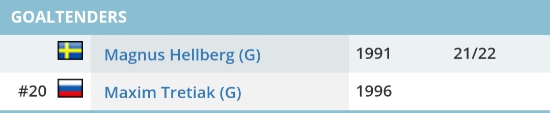 Вратари ХК Сочи