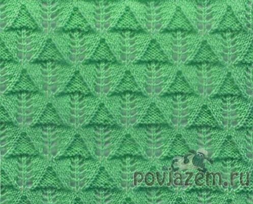 источник http://povjazem.ru/vyazanye-uzory/uzory-motivy-spitsami/uzor-spicami-azhurnye-treugolniki