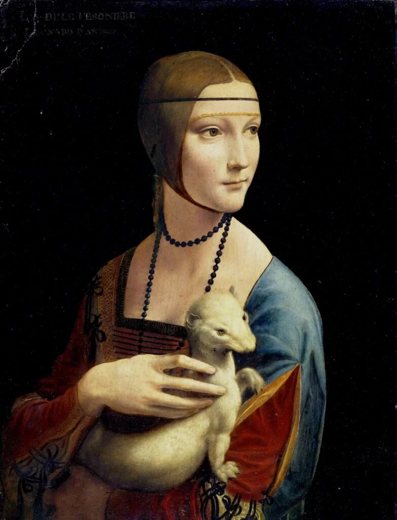 Леонардо да Винчи, Дама с горностаем, 1489-1491, Музей Чарторыйского, Краков, Польша.