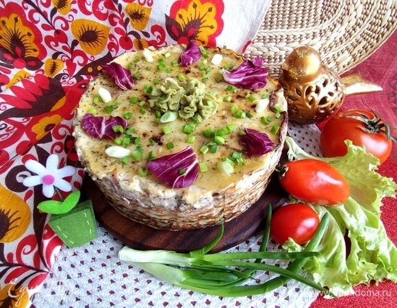 Блинный мясной торт