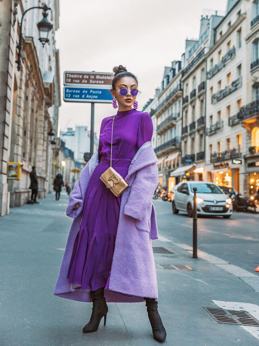 Фиолетовое пальто – модно, стильно, оригинально!