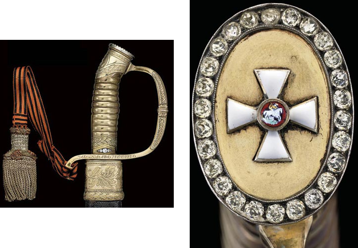 Георгиевское оружие с бриллиантами. Принадлежало Великому Князю Николаю Николаевичу Младшему. Изображение взято из Интернет-каталога аукциона CHRISTIE`S 11 июня 2008 г.