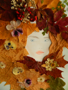 Портрет из листьев и цветов
