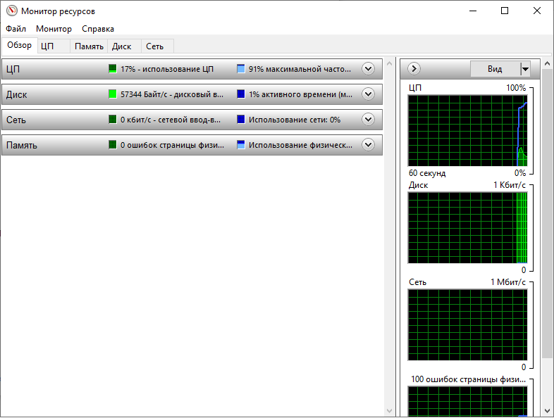 монитор ресурсов Windows 10