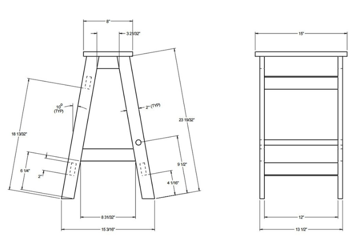 Табурет стремянка складной чертежи