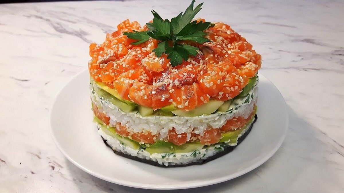 Салат «Ленивые суши» — рецепт с фото пошагово