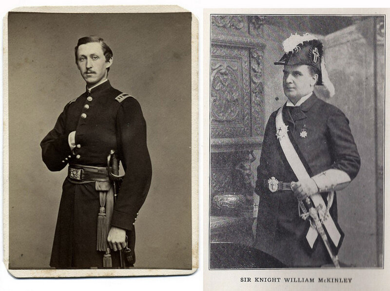 Слева: Горацио Коллинз Кинг в период своей службы в армии северян. Фотострим: Ronald S. Coddington. Справа: Уильям Мак-Кинли в рыцарском облачении. Фото: Alamy Stock.