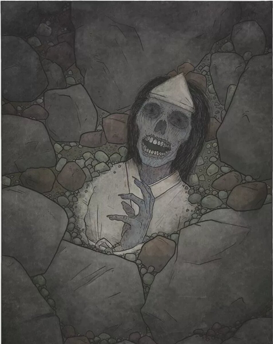 Этот человек был замурована в замке Мацуэ. 