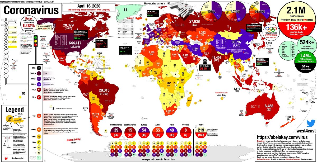 Ситуация с коронавирусом в мире по состоянию на 16 апреля 2020 года