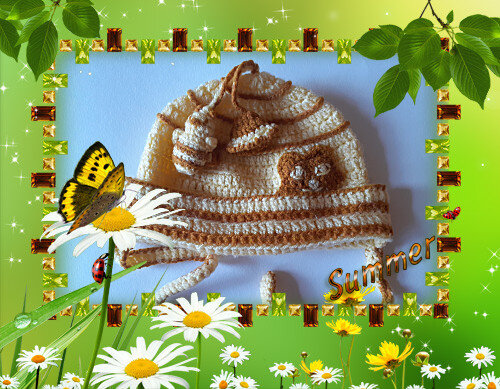 Шапочка "Мишка с пчелкой"