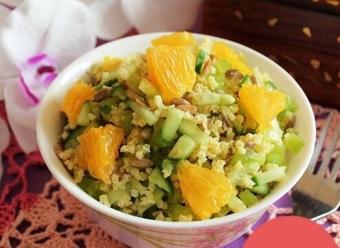 Салат с пшеном и апельсином