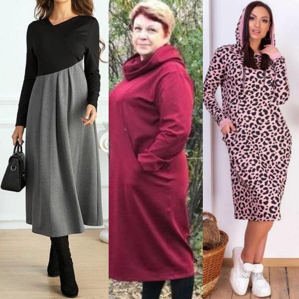 Сшитые теплые платья по выкройкам