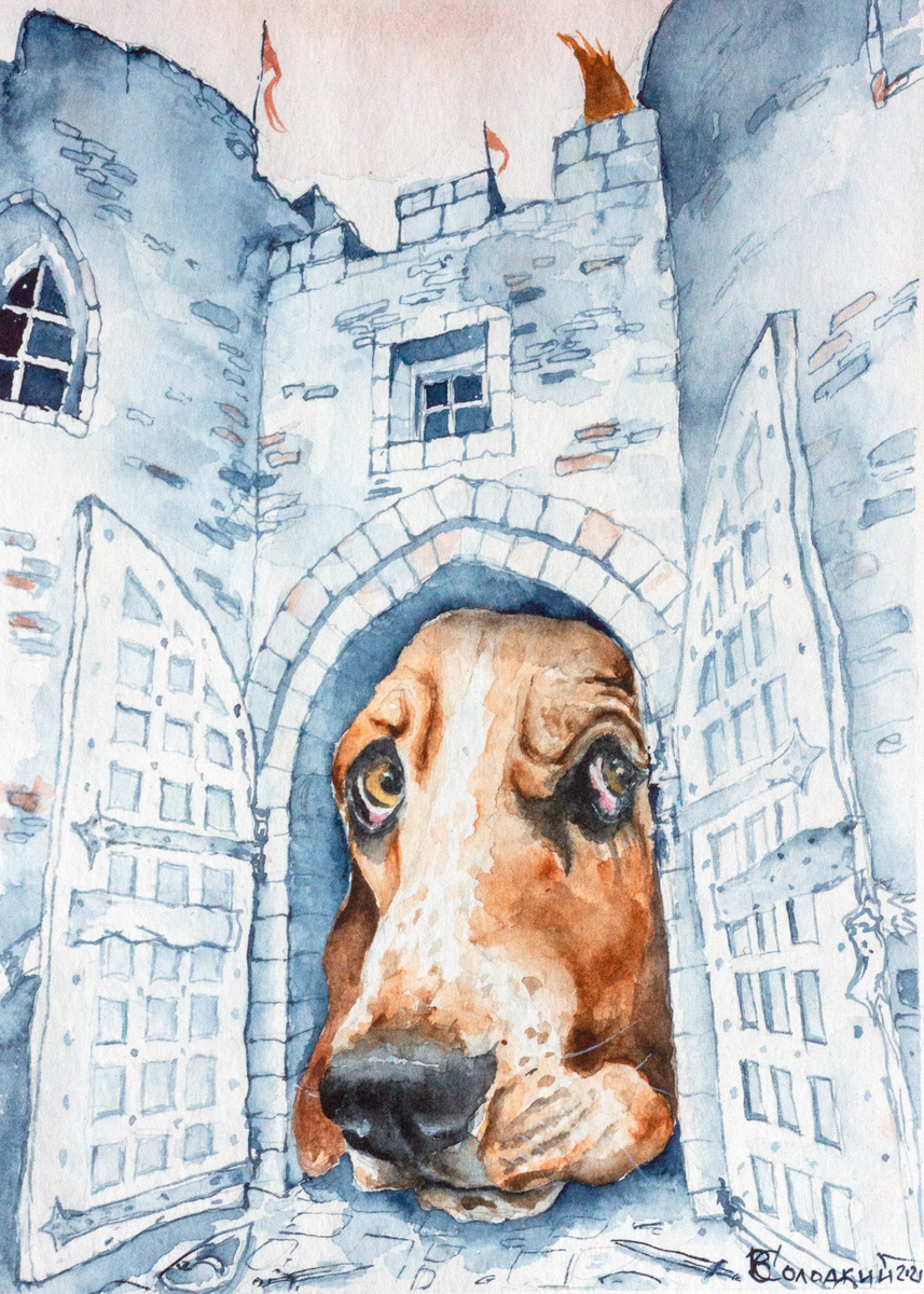Солодкий Вадим "Есть чо ?" акварель 27х20