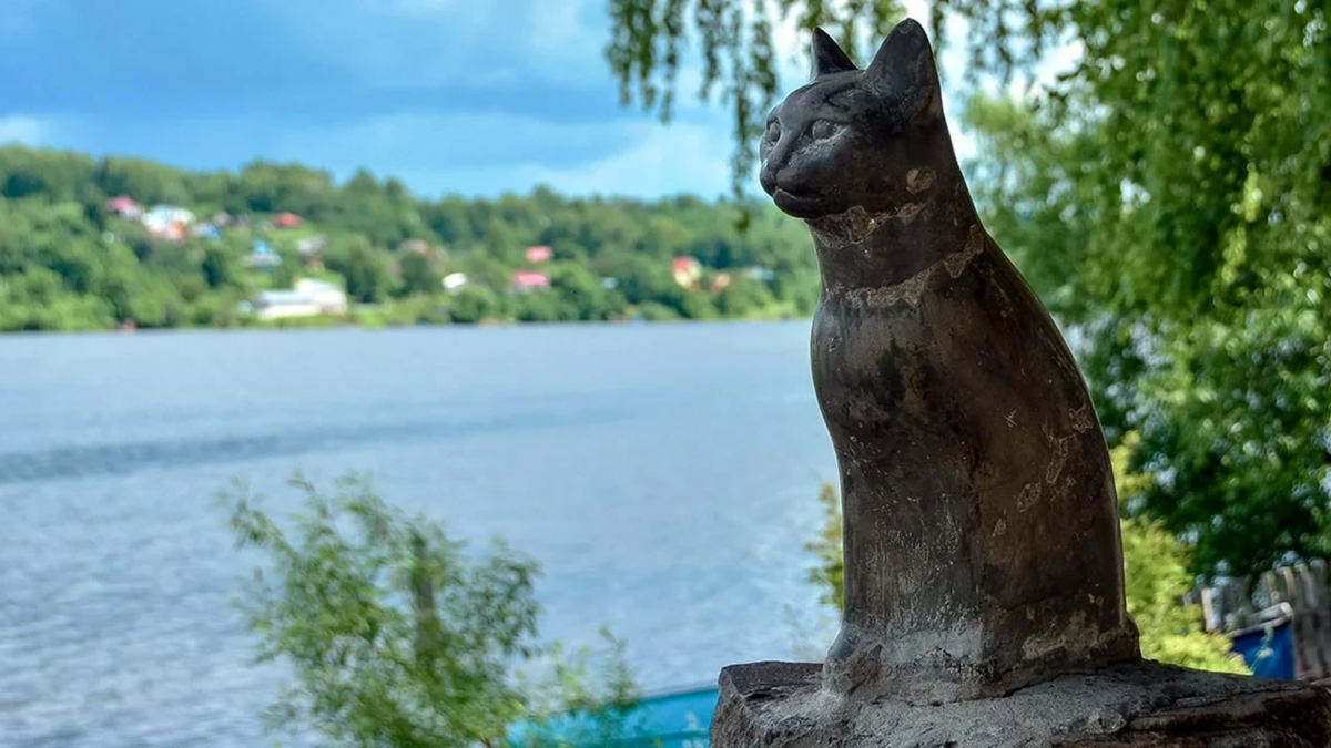 Памятники в плесе. Скульптура кошка в Плесе. Памятник мухе в Плесе. Город Плес памятник кошке мухе. Памятник Плесская кошка Плес.