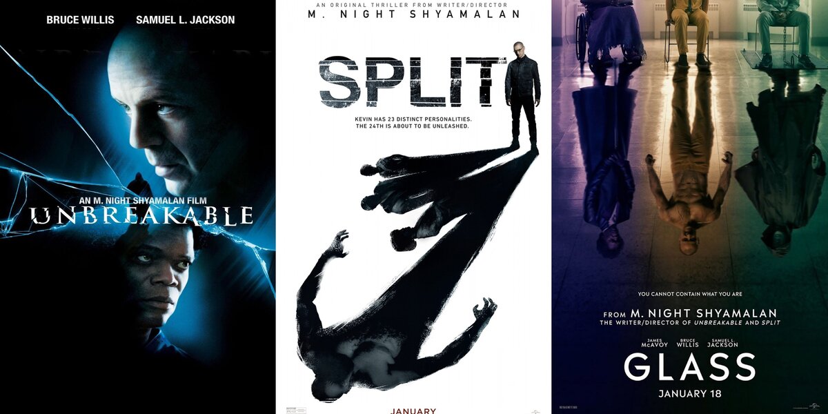 "Неуязвимый" (2000), "Сплит" (2016), "Стекло" (2019)