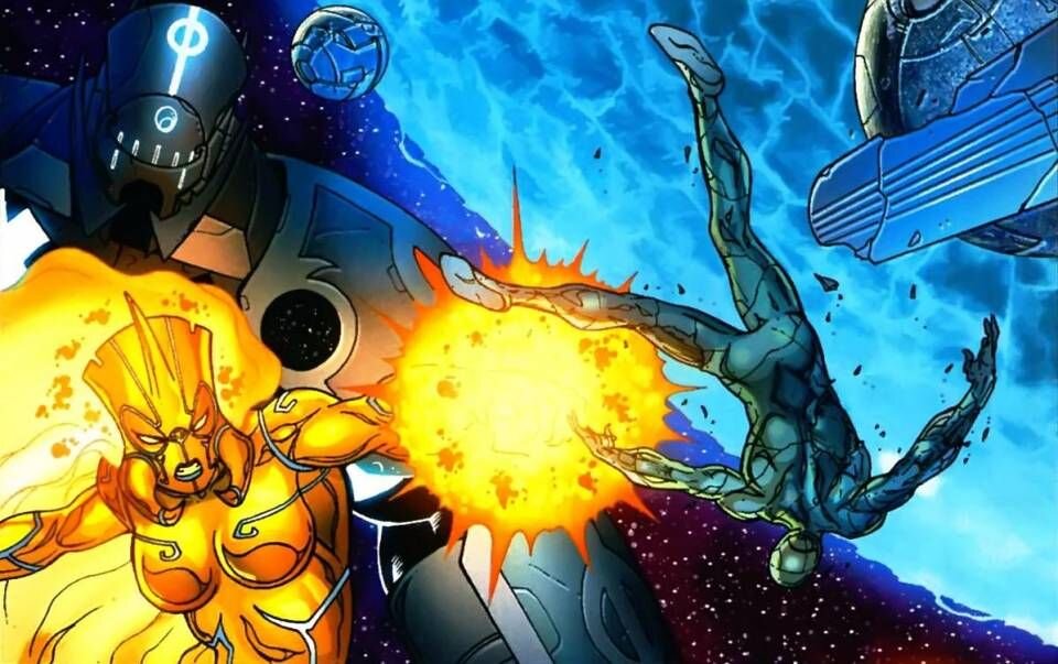 Серебряный серфер бесстрашно преградил путь войскам Аннигилуса.После того, как герой уть не погиб, он вернулся на службу к Галактусу