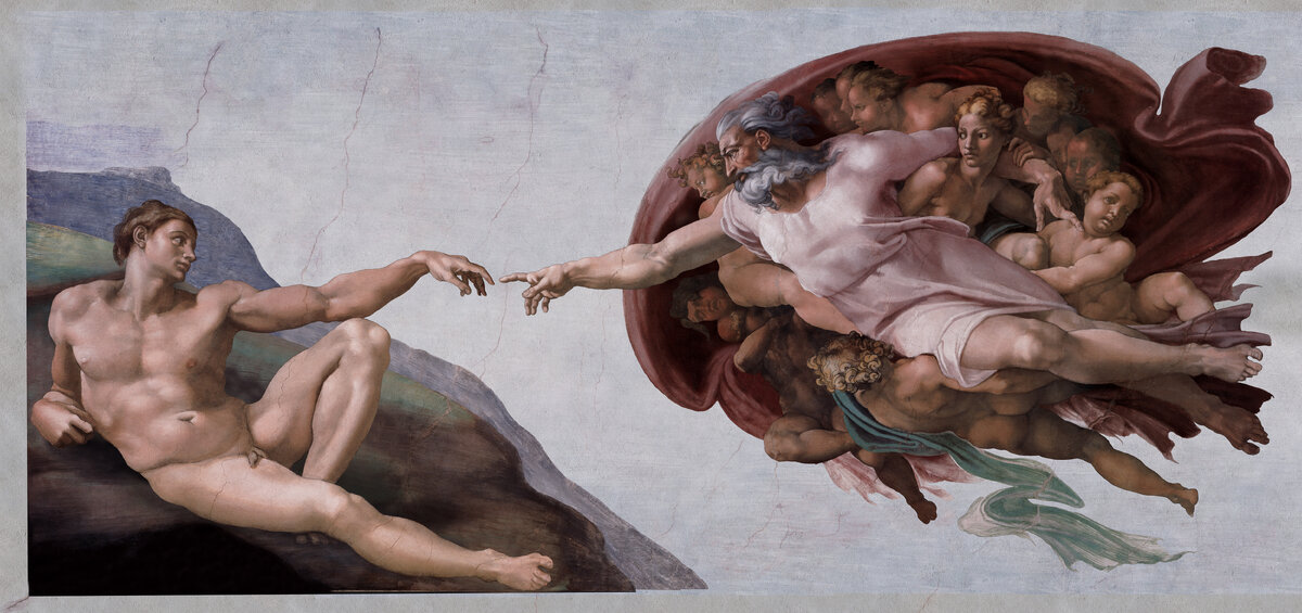 Эта картина висит на стене моей спальни - она первое, что, открывая глаза, я вижу каждое утро: Бог творит Адама.