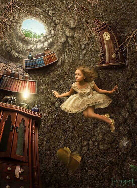 Падение в Нору Алисы ("Алиса в стране чудес" Л. Кэрроллла. Источник фото: pinterest.de.