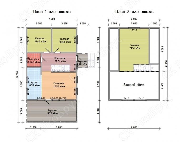 Рисунок 2. Планировка каркасного дома Ладога 2020 Д-1