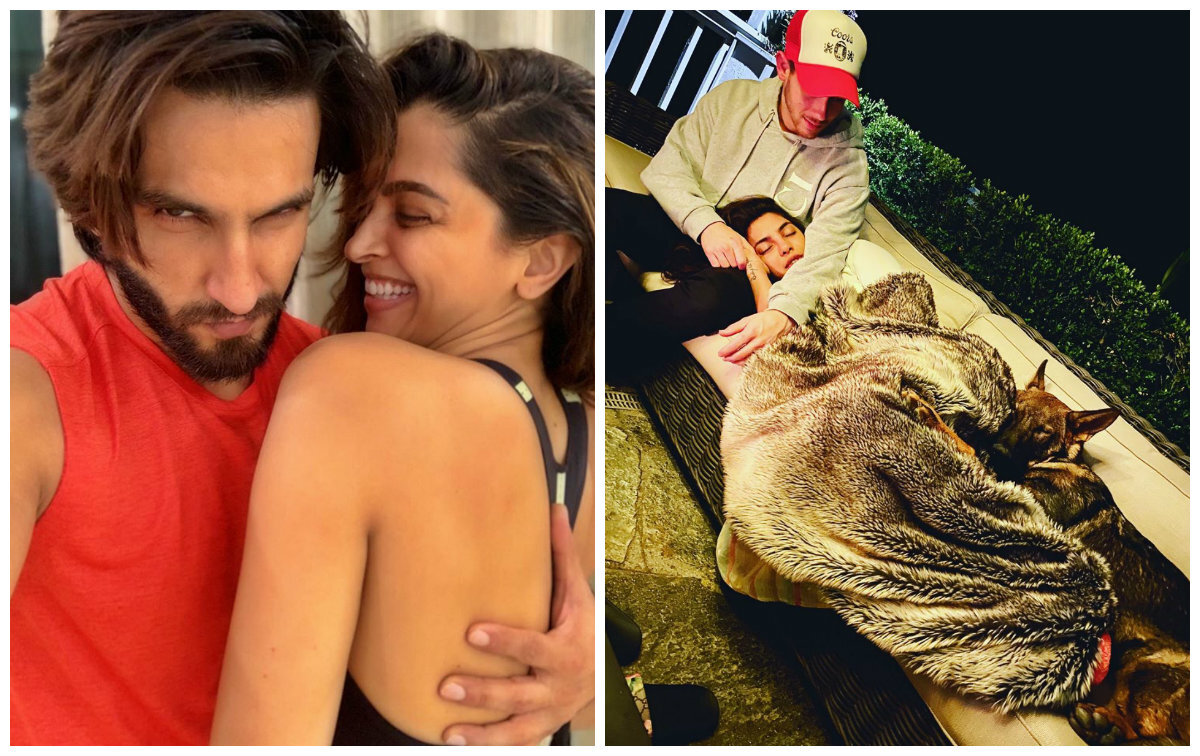 Ранвир Сингх с Дипикой Падуконе и Ник Джонас с Приянкой Чопрой  / источник фото: Инстаграм этих артистов