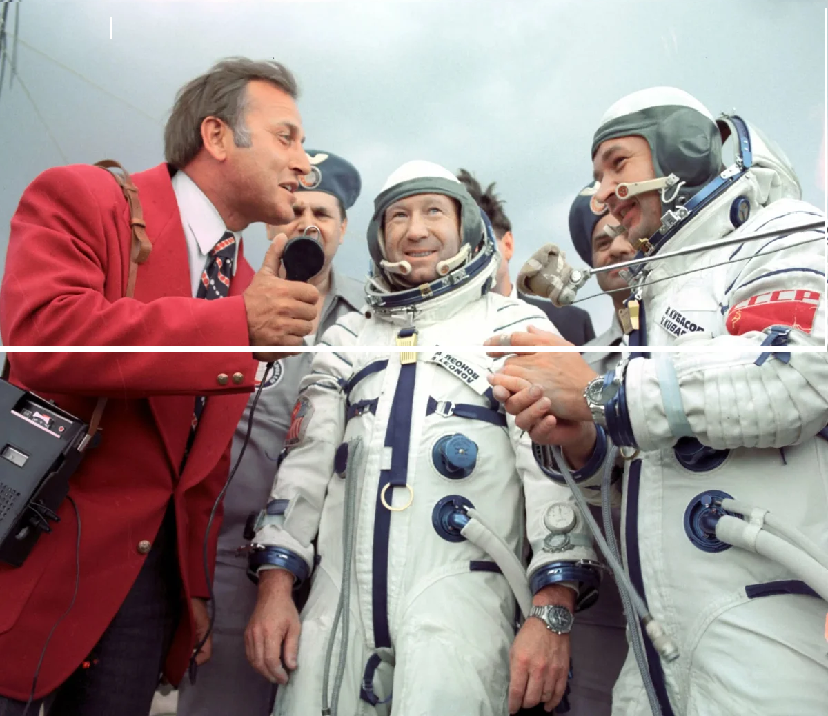 Первые космонавты после гагарина. Леонов космонавт полет в космос. Леонов и Кубасов. Первый выход в открытый космос Леонова.