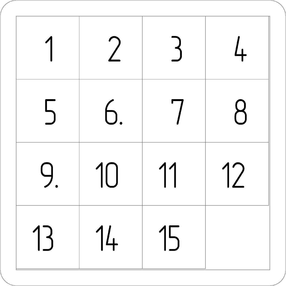 Как собрать пятнашки от 1 до 15 схема