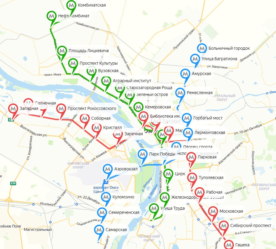 Схема омского метрополитена