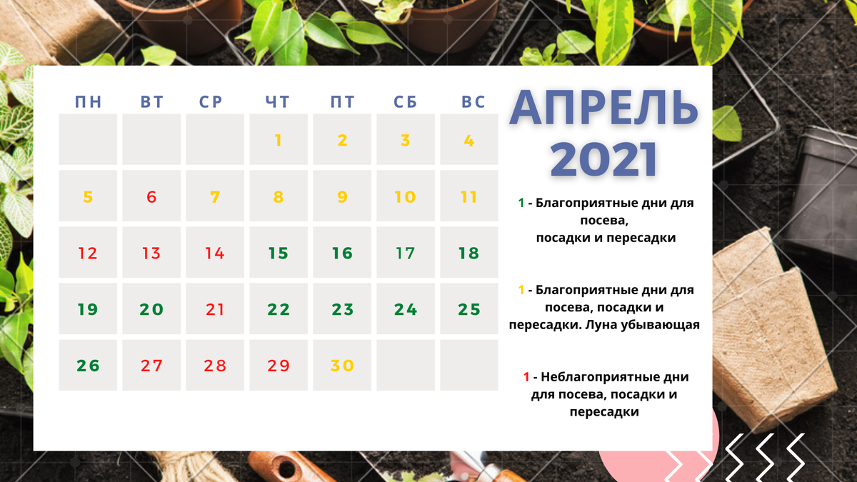 Лунный календарь огородника на апрель 2021 года