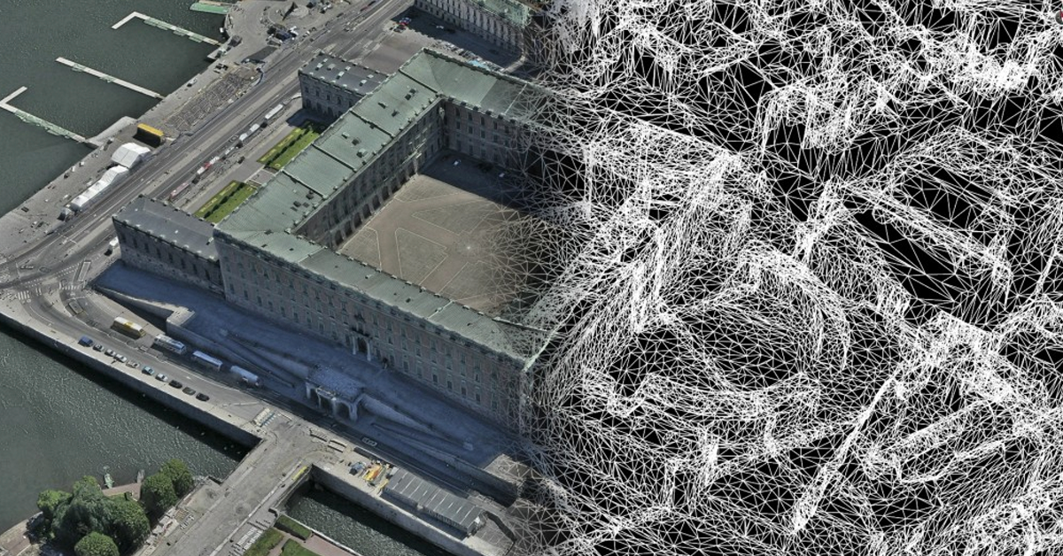 Текстурированная полигональная цифровая 3D-модель здания