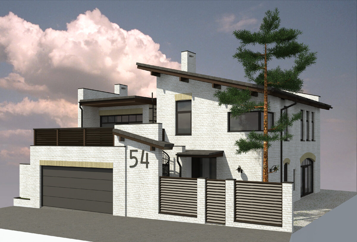 Частный дом на очень небольшом участке. Вид со стороны дороги