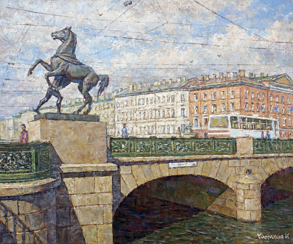 Через какую реку перекинут аничков мост. Аничкин мост в Питере. Петербург Аничкин мост живопись.