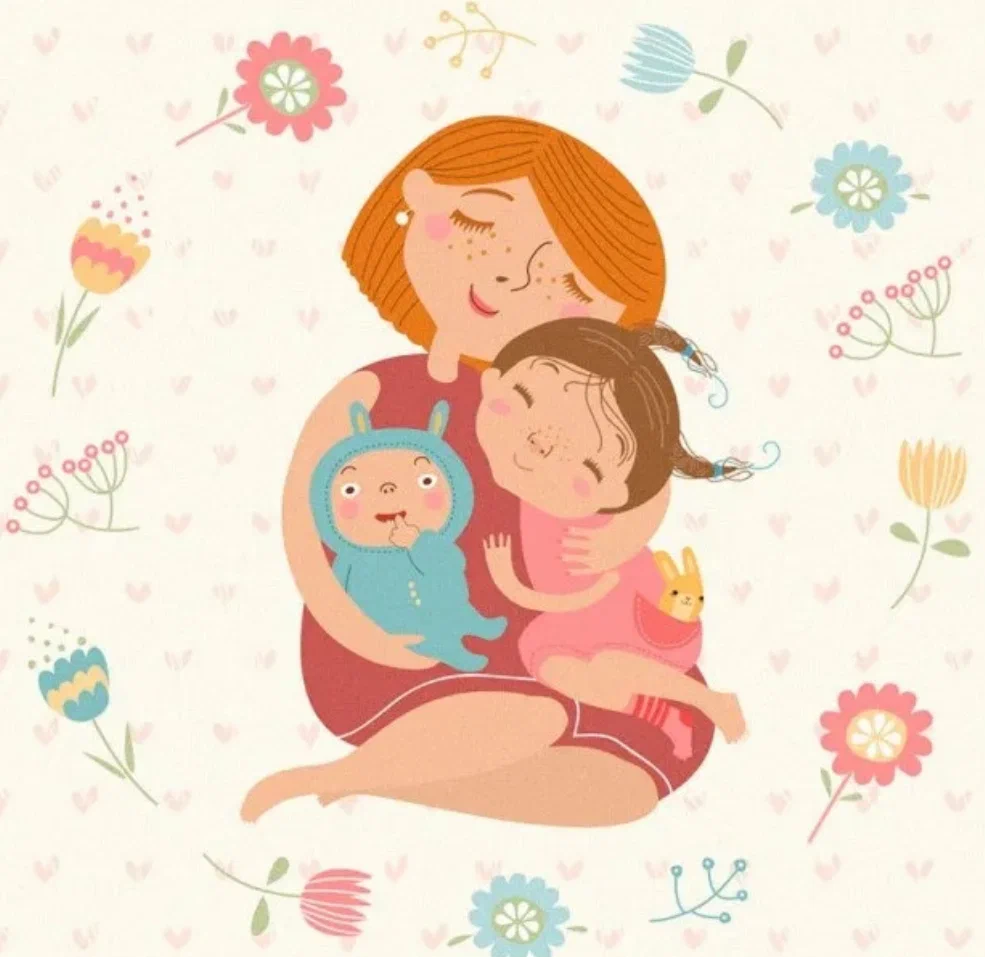 Милые иллюстрации мама и дети
