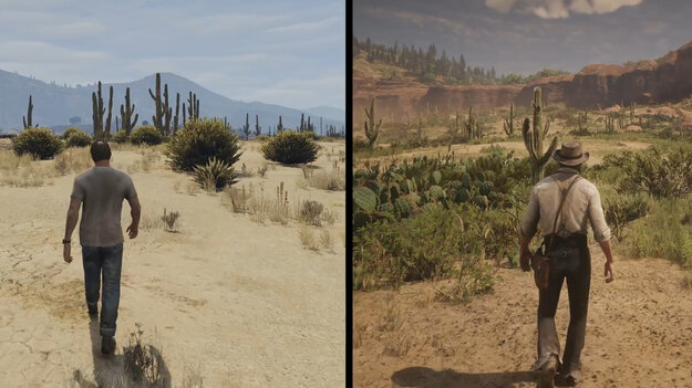 GTA5 vs Red Dead Redemption 2 сравнение Графики