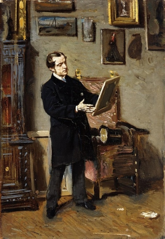 Автопортрет с картиной в руках