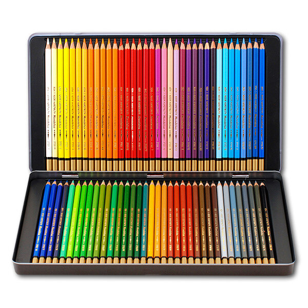 Здесь куча одинаковых карандашей. Верхний ряд слева: 2 белых, 5 желтых, потом оранжевый, зеленый, еще 3 оранжевых,6 красных, 2 розовых, тусклый желтый, розовый, коричневый, синий, серый, 2 синих, черный, белый, розовый, 3 голубых и 3 синих.