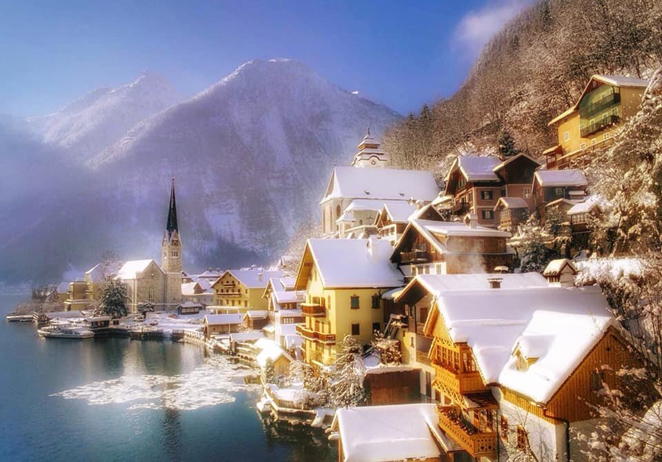 Австрия Эстетика Hallstatt зима